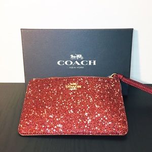 Coach Glitter Red Leather Wristlet